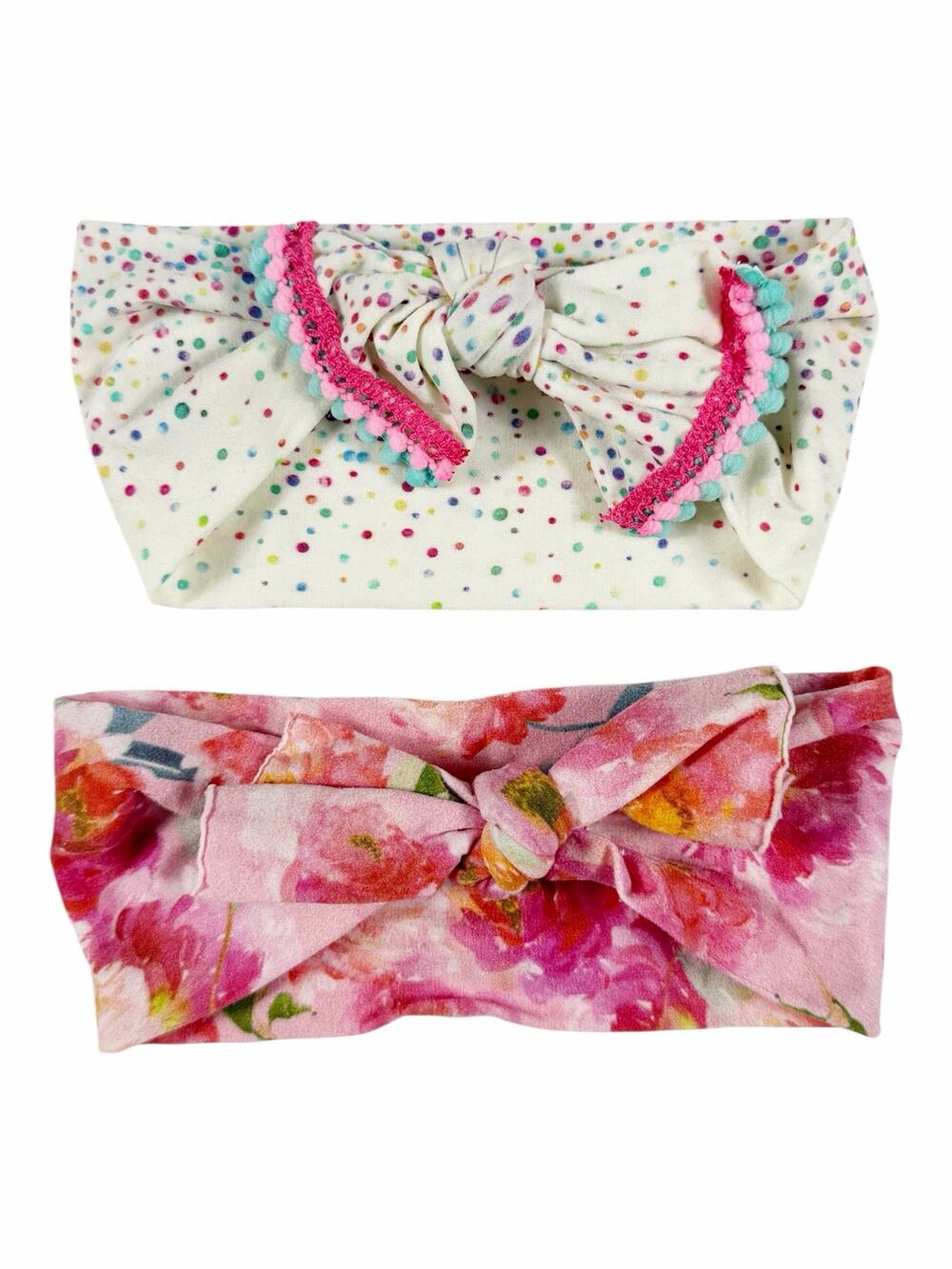 Baby Bling Knot Bow Headband Bundle Set of 2 Floral Confetti
